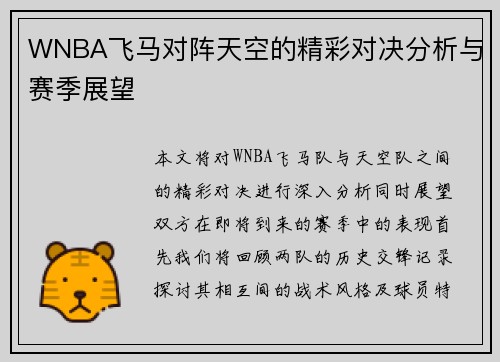 WNBA飞马对阵天空的精彩对决分析与赛季展望